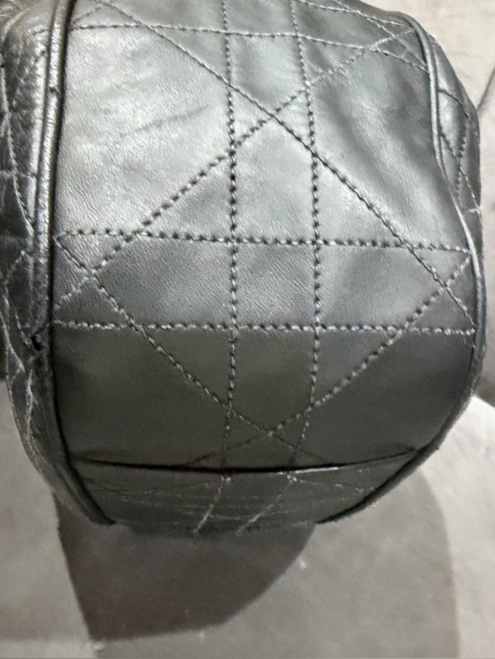Vintage Christian Dior Shoulder Bag Cannage Quilted Black Leather bucket bag - Picture 11 of 16